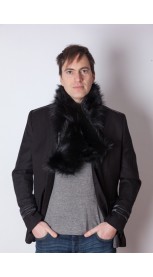 Black raccoon fur scarf - unisex